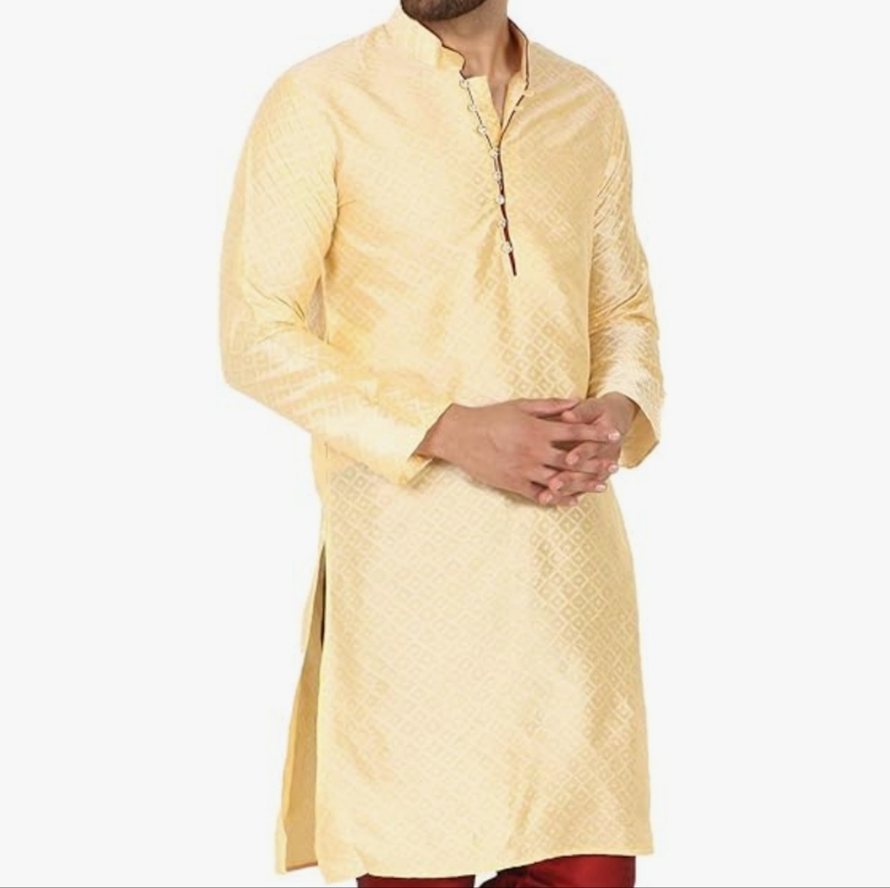 Men's Cream Silk Kurta